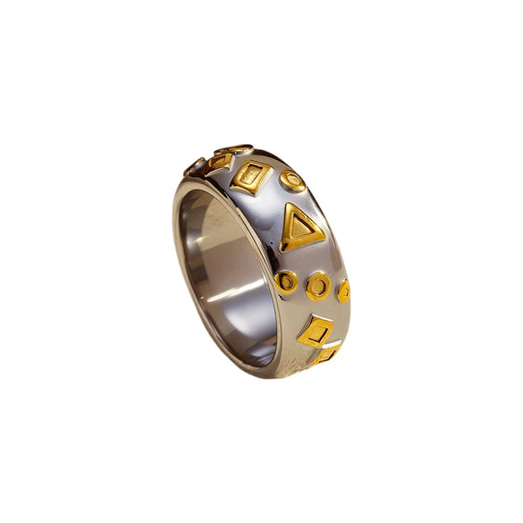 Wholesale Women's Stainless Steel Electroplated Jewelry Rings With Geometric And Letter Patterns In Heart And Letter Shapes