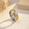 Wholesale Women's Stainless Steel Electroplated Jewelry Rings With Geometric And Letter Patterns In Heart And Letter Shapes