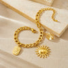Wholesale Women's Stainless Steel Electroplated Jewelry Set With Stars Sun And Moon Clouds And Universe Patterns Round Heartshaped Pendant And Cross Chain