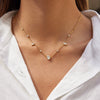 Wholesale Women's Stainless Steel Electroplated 18K Gold Drop Shape Zircon Necklace With Regular Chain