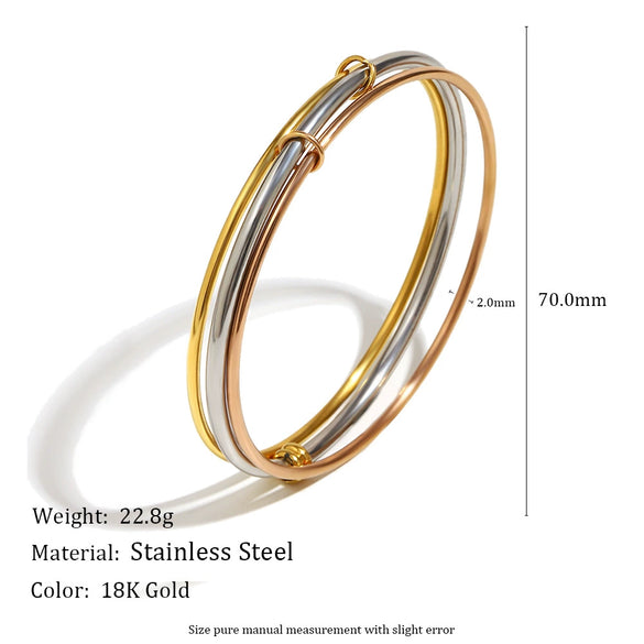 Wholesale Women's Stainless Steel Electroplated 18K Gold Geometric Hand Jewelry Bracelet