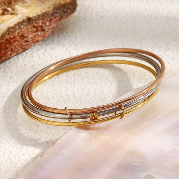 Wholesale Women's Stainless Steel Electroplated 18K Gold Geometric Hand Jewelry Bracelet