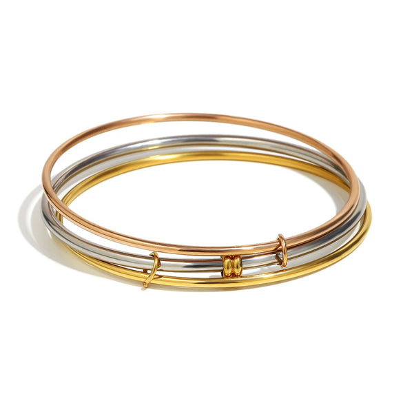 Wholesale Women's Stainless Steel Electroplated 18K Gold Geometric Hand Jewelry Bracelet