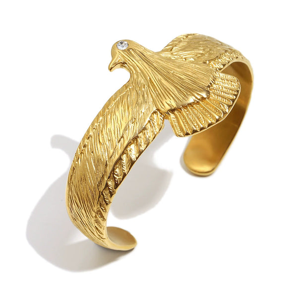 Wholesale Women's Stainless Steel Electroplated 18K Gold Geometric Light Luxury Style Eagle Bracelet
