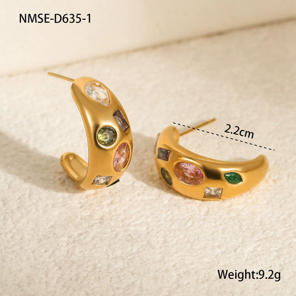 Wholesale Women's Stainless Steel Electroplated 18K Gold Hoop Earrings With Niche Design