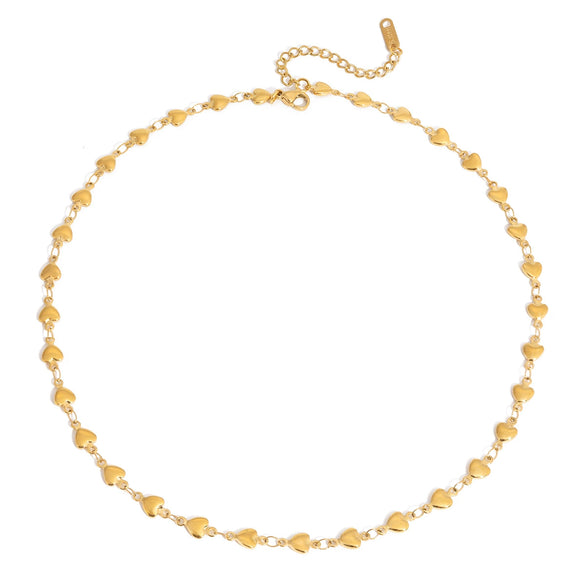 Wholesale Women's Stainless Steel Electroplated 18K Gold Necklace With Fivepointed Star Cut Out Fourleaf Clover Heart And Round Beads