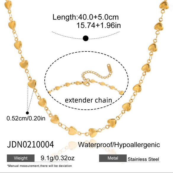Wholesale Women's Stainless Steel Electroplated 18K Gold Necklace With Fivepointed Star Cut Out Fourleaf Clover Heart And Round Beads