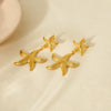 Wholesale Women's Stainless Steel Electroplated 18K Gold Starfish Pendant Earrings With Animal And Zodiac Patterns