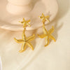 Wholesale Women's Stainless Steel Electroplated 18K Gold Starfish Pendant Earrings With Animal And Zodiac Patterns