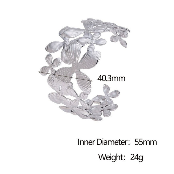 Wholesale Women's Stainless Steel Electroplated Lily Flower Open Bracelet
