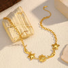 Wholesale Women's Stainless Steel Electroplated Moon Star And Sun Pendant Necklace With Cuban Chain Light Luxury Minimalist Ins Style