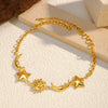 Wholesale Women's Stainless Steel Electroplated Moon Star And Sun Pendant Necklace With Cuban Chain Light Luxury Minimalist Ins Style