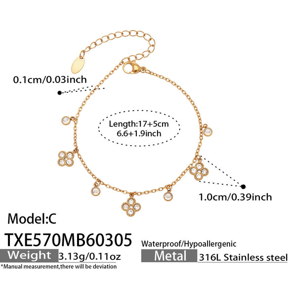 Wholesale Women's Stainless Steel Electroplated Necklace And Bracelet Set With Cross Crown Roman Numerals Pattern