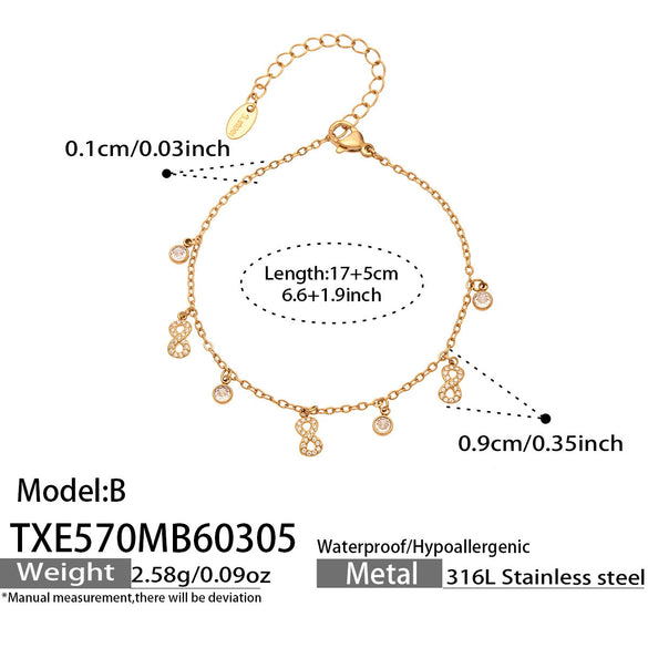Wholesale Women's Stainless Steel Electroplated Necklace And Bracelet Set With Cross Crown Roman Numerals Pattern