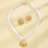 Wholesale Women's Stainless Steel Electroplated Necklace And Earring Set With Stars Sun And Moon Clouds And Universe Patterns
