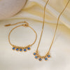 Wholesale Women's Stainless Steel Electroplated Necklace Suit With Blue Eyes And Devil's Eye Design