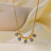 Wholesale Women's Stainless Steel Electroplated Necklace Suit With Blue Eyes And Devil's Eye Design