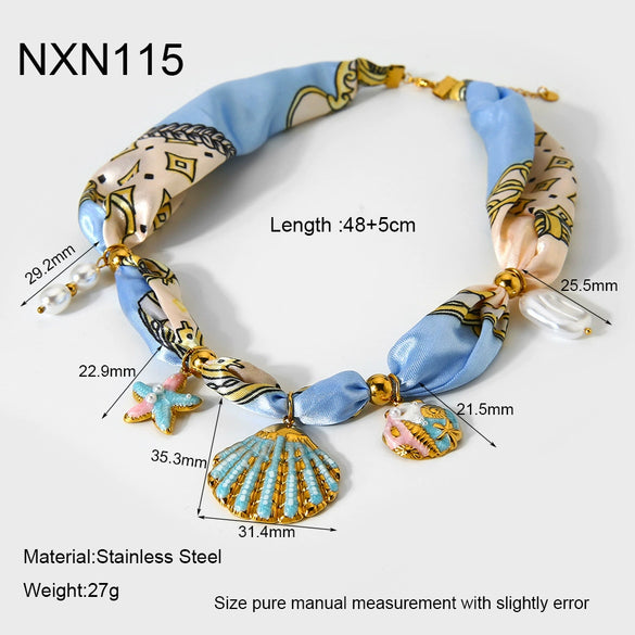 Wholesale Women's Stainless Steel Electroplated Necklace With Geometric Animal And Zodiac Pattern Starfish Shell Pendant