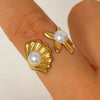 Wholesale Women's Stainless Steel Electroplated Oceanstyle Rings With Sun And Moon Patterns