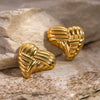 Wholesale Women's Stainless Steel Electroplated Peach Heart Earrings Jewelry With Stitching Texture
