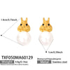 Wholesale Women's Stainless Steel Electroplated Pearl Bunny Pendant Earrings And Necklace Set Light Luxury Style