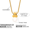 Wholesale Women's Stainless Steel Electroplated Pearl Bunny Pendant Earrings And Necklace Set Light Luxury Style