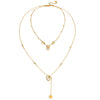 Wholesale Women's Stainless Steel Electroplated Stacked Doublelayer Heart Zircon Motherofpearl Necklace