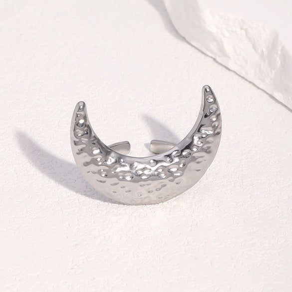 Wholesale Women's Stainless Steel Electroplated Star Constellation Hammered Open Ring Jewelry
