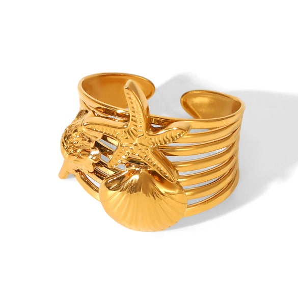 Wholesale Women's Stainless Steel Electroplated Star Geometric Animal Zodiac Open Ring