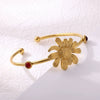 Wholesale Women's Stainless Steel Electroplated Sun Petal Open Bracelet With Plants And Flowers Style