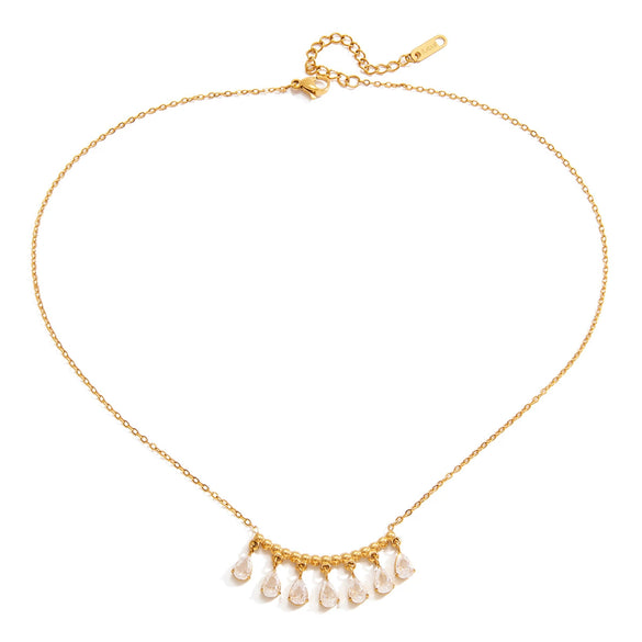 Wholesale Women's Stainless Steel Electroplated Water Drop Shape Necklace With Regular Chain