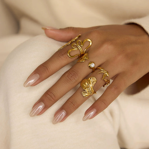 Wholesale Women's Stainless Steel Electroplated Winged Ring With Peace Dove And Olive Leaf Design