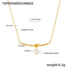 Wholesale Women's 316L Stainless Steel Elegant Freshwater Pearl French Hollow Bow Earrings And Necklace Set With Electroplating