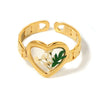 Wholesale Women's Stainless Steel Enamel Glaze Love Open Ring With Heart Shape Pattern 18K Real Gold Plated High Texture Light Luxury Jewelry