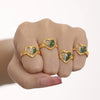 Wholesale Women's Stainless Steel Enamel Glaze Love Open Ring With Heart Shape Pattern 18K Real Gold Plated High Texture Light Luxury Jewelry