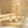 Wholesale Women's Stainless Steel Exaggerated Earrings With Imitation Beads And Geometric Design Pvd Furnace Real Gold Electroplated