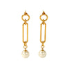 Wholesale Women's Stainless Steel Exaggerated Earrings With Imitation Beads And Geometric Design Pvd Furnace Real Gold Electroplated