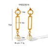 Wholesale Women's Stainless Steel Exaggerated Earrings With Imitation Beads And Geometric Design Pvd Furnace Real Gold Electroplated