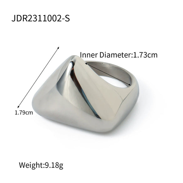 Wholesale Women's Stainless Steel Exaggerated Spherical Ring With Geometric Design And 18K Gold Electroplating Fashion Personality Trendy Jewelry