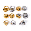 Wholesale Women's Stainless Steel Exaggerated Spherical Ring With Geometric Design And 18K Gold Electroplating Fashion Personality Trendy Jewelry