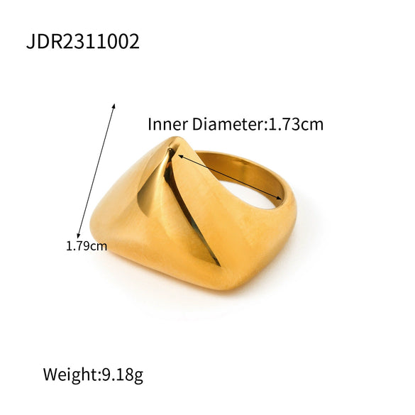 Wholesale Women's Stainless Steel Exaggerated Spherical Ring With Geometric Design And 18K Gold Electroplating Fashion Personality Trendy Jewelry