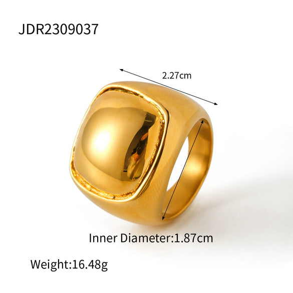 Wholesale Women's Stainless Steel Exaggerated Spherical Ring With Geometric Design And 18K Gold Electroplating Fashion Personality Trendy Jewelry