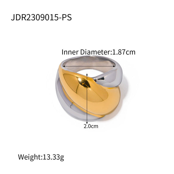 Wholesale Women's Stainless Steel Exaggerated Spherical Ring With Geometric Design And 18K Gold Electroplating Fashion Personality Trendy Jewelry