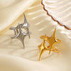 Wholesale Women's Stainless Steel Exaggerated Star Design 18K Gold Plated Ring