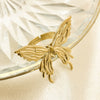 Wholesale Women's 304 Stainless Steel Exquisite Opening Ring With Hollow Butterfly Design And Electroplating Treatment