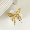 Wholesale Women's 304 Stainless Steel Exquisite Opening Ring With Hollow Butterfly Design And Electroplating Treatment