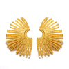 Wholesale Women's Stainless Steel Fan Earrings 18K Gold Plated With Exaggerated Style