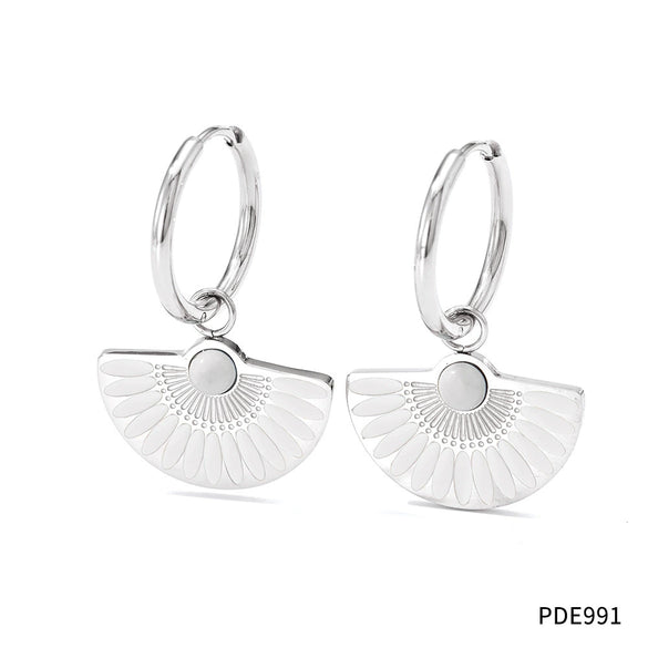 Wholesale Women's 316 Stainless Steel Fan Earrings With Geometric Pattern And Electroplating Process Simple Fashion Atmosphere Niche Design