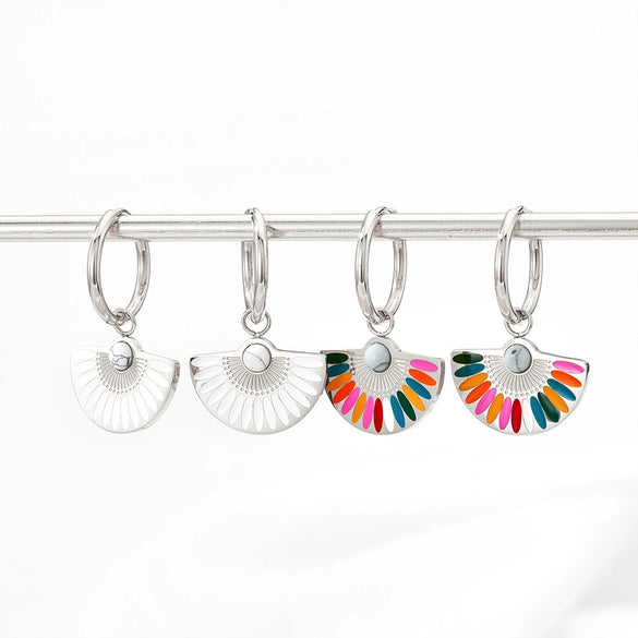 Wholesale Women's 316 Stainless Steel Fan Earrings With Geometric Pattern And Electroplating Process Simple Fashion Atmosphere Niche Design