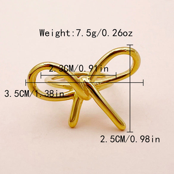 Wholesale Women's Stainless Steel Fashion Bow Ring With Electroplating